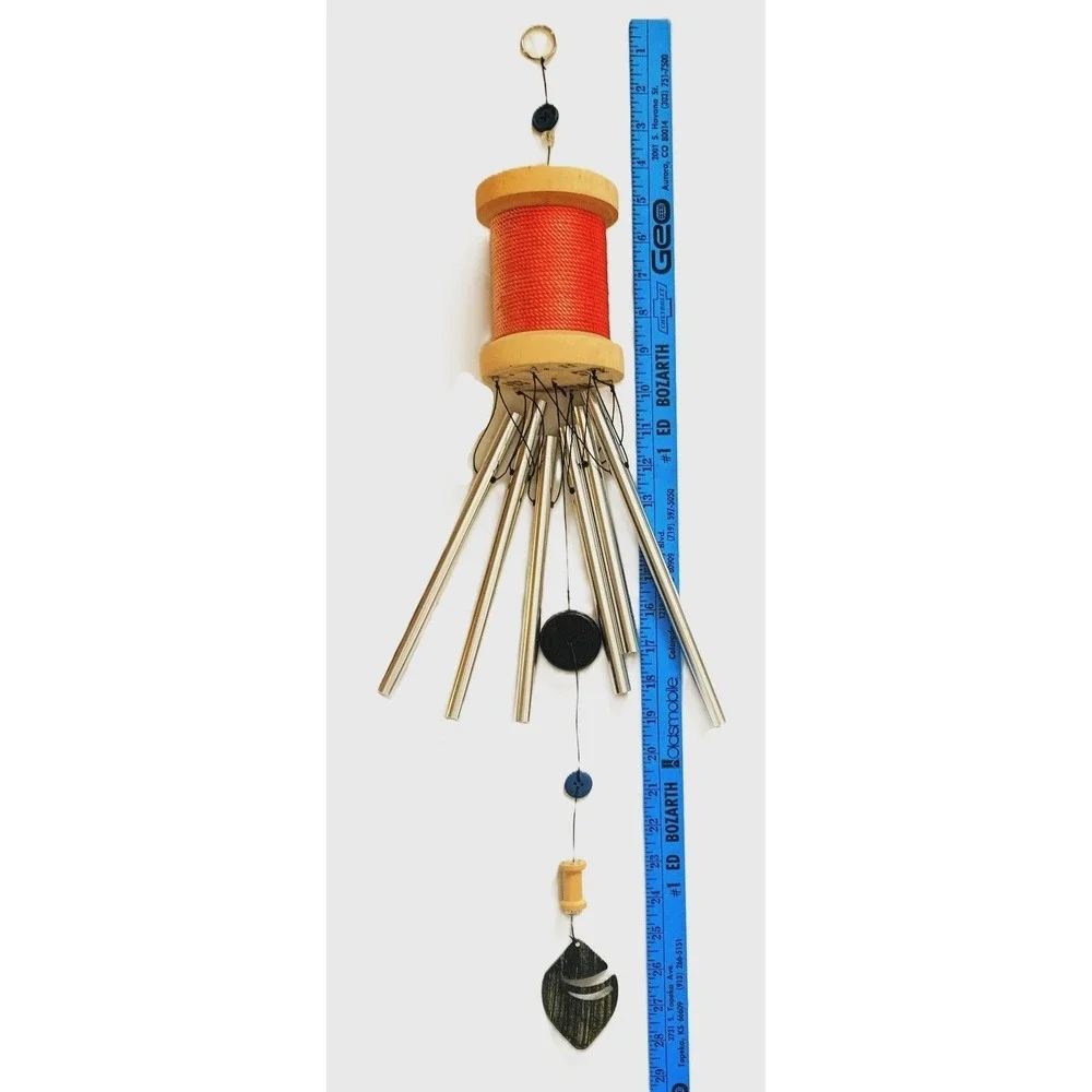 Wind‎ Chime Seamstress Sewing Theme Lg Thread Spool Body Nice Tone 29